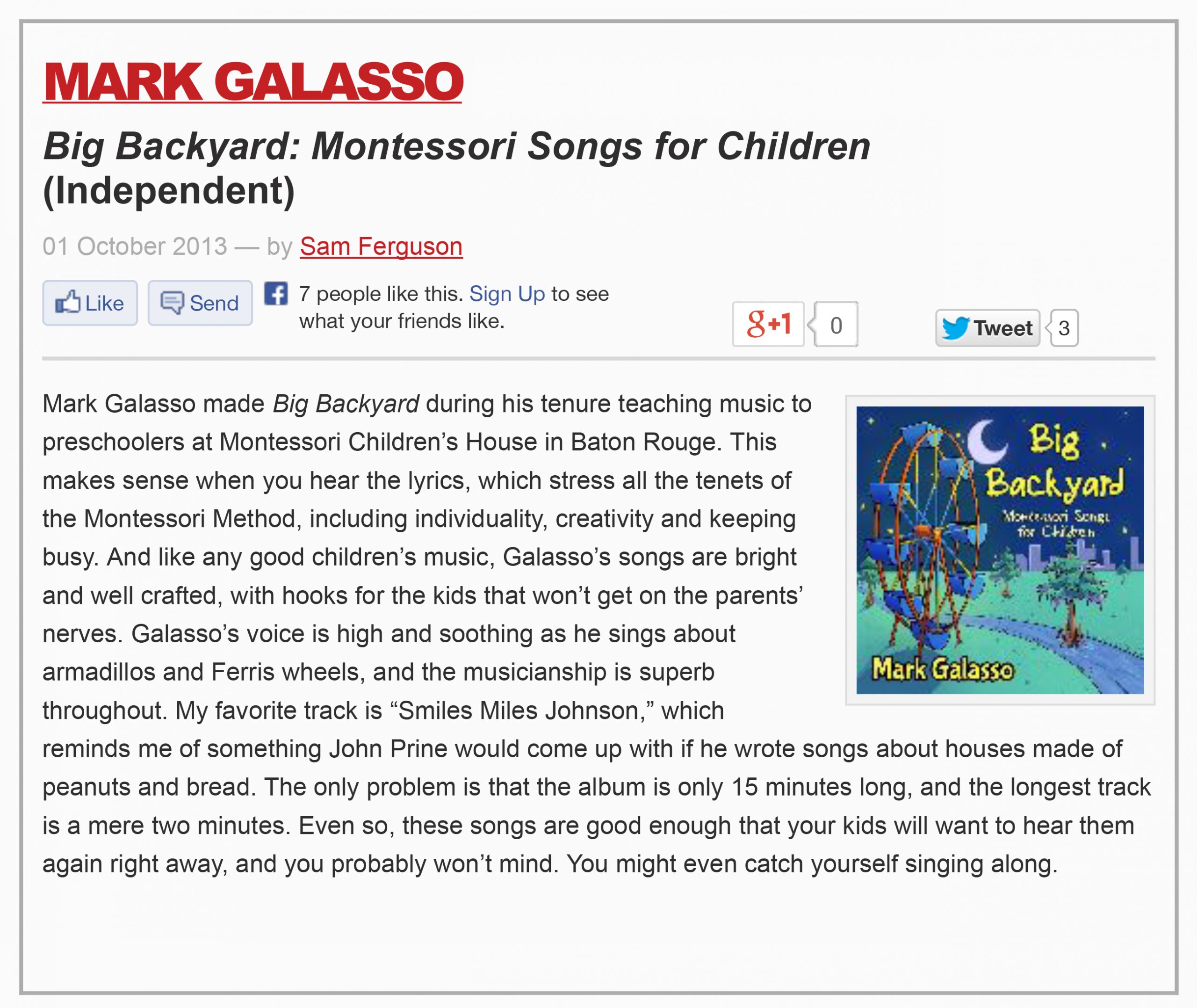 Mark Galasso Big Backyard Montessori Songs for Children (Album Review)-1